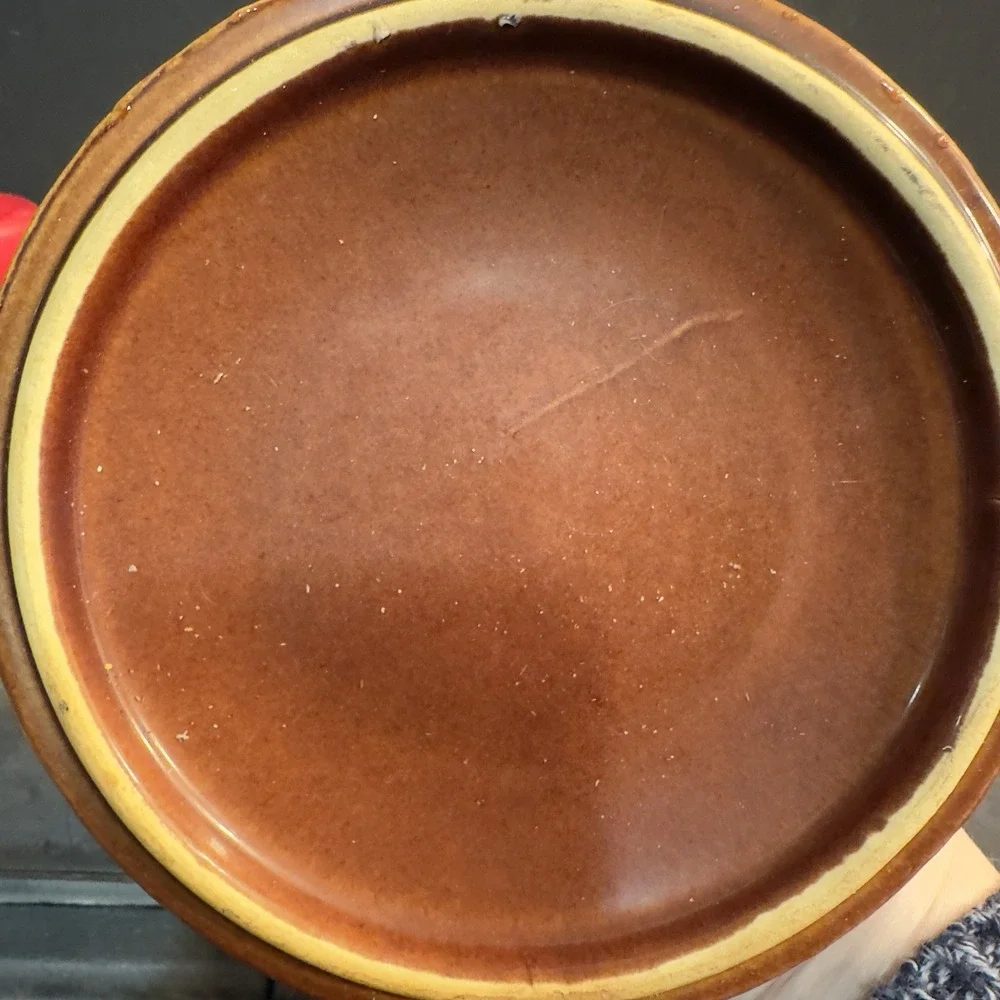 Hull‎ Oven Proof USA Glossy Brown Drip Pottery Round 4 cup 8